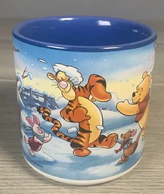 Walt Disney Classics Coffee Mug Cup Winnie The Pooh Snowball Fighting Christmas • $12.43