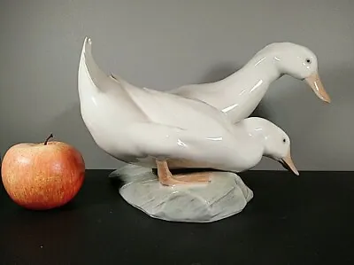 Royal Copenhagen Figurine 412 White Duck Group Bird Signed 1966 17cm Tall • £158.40