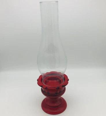 $14.99 • Buy Red Ceramic 14-Inch Pedestal Candle Stand With Glass Hurricane Cover