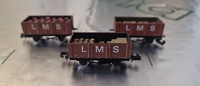 Rake Of 3 Graham Farish N Gauge LMS Open Plank Wagons With Loads Unboxed  • £30
