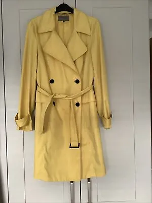Jaeger Bright Yellow Classic Belted Trench Coat Mac Size Medium • £22