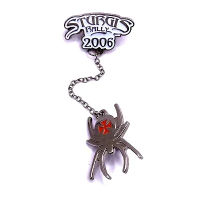 2006 Sturgis BLACK WIDOW SPIDER Lapel Pin Iron Cross On Chain -Jacket Vest Cap • $5.99