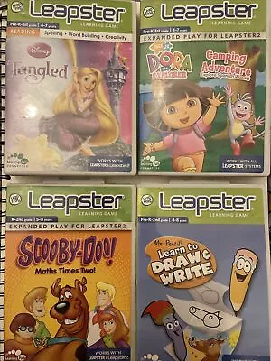 Leapster Learning Game 4 Game Bundle Disney Tangled Scoobydoo Dora Learn To Draw • £14.99