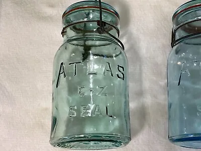 Vintage ATLAS E-Z SEAL Canning Jar ~ Pale GREEN ~ Excellent Condition • $18.99