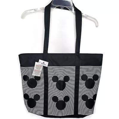 Disney Parks Black Bag With White Stripes & Micky Heads NEW WITH TAGS • $19.99