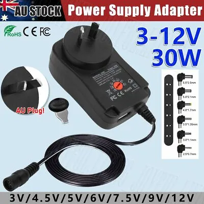 $16.75 • Buy Universal AC/DC 3V-12V 30W Power Supply Adapter Adjustable Plug-in Wall Charger