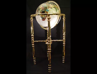 36  Tall Floor Standing Pearl Swirl Ocean Gemstone World Globe With 4 Leg Stand • $575