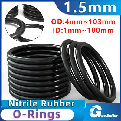 Metric O Rings Nitrile Rubber 1.5mm Cross Section ORing Sealing Seals Oil Orings • £2.15