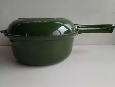 LE CREUSET Cast Iron Marmitout 2 In 1 Saucepan Frying Pan 22 Dark Green Vintage  • £67.50