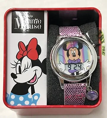 Mickey Mouse Minnie Mouse MN4267BU Pink Band Round Case Quartz Watch • $19.85