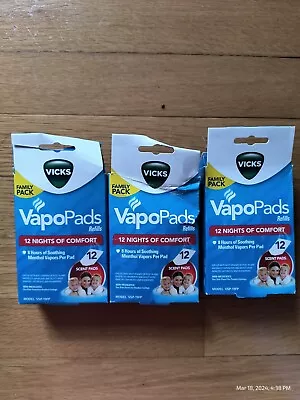36 VICKS Menthol VapoPads Refills Family Pack Scent Pads LG Soothing Vapor DMG  • $29.97