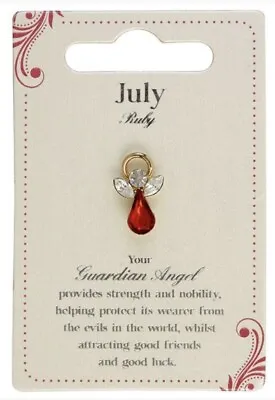 £4.99 • Buy Guardian Angel July Month Birthstone Ruby Angel Pin Badge Small Gift Idea