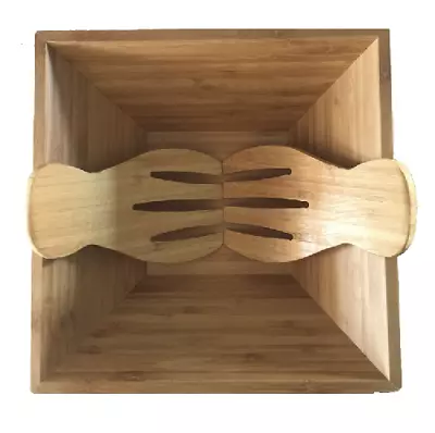 $24.99 • Buy Large Bamboo Salad Bowl 11x11in Set With 2 Pieces Salad Hand Server Forks S-4563