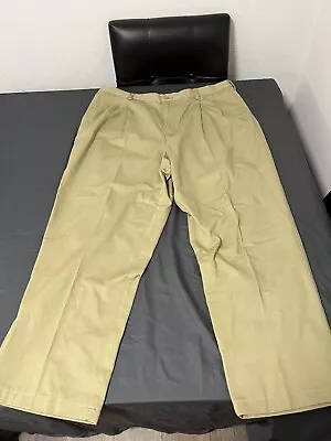 Eddie Bauer Mens Pants 40 Beige Cotton Pleated Elastic Waist • $12.99