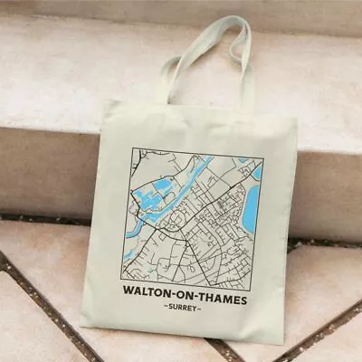 Walton-on-Thames - Surrey City Street Map Tote Bag • £12.99