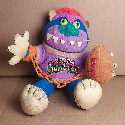 Rare 2001 Toymax 5” My Pet Monster With Handcuffs & Football Stuffed Plush Toy  • $200