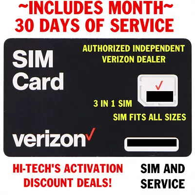 VERIZON SIM ⭐ WITH $35 SERVICE PLAN 30 DAYS ✅ Unlimited DATA* ⭐ TRUSTED DEALER! • $24.95