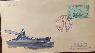New York N Y USS Mississippi Postal Cover Battleship Signed Vintage • $4.99