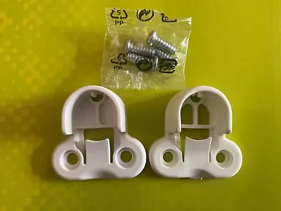 130527 X 2 ORIGINAL IKEA WHITE PAX Wardrobe Brackets Clips For Rail + Screws • £3.50