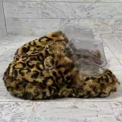 Michael Kors Slippers Womens Size 9M Brown Leopard Print Faux Fur Slip On Fluffy • $25.54