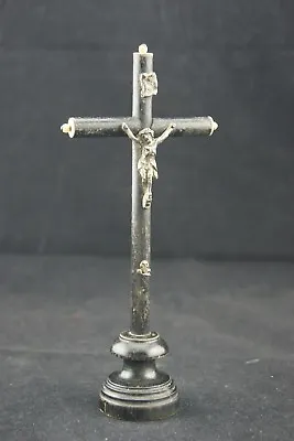 † Antique Priest Exorcism Protector Wood Cross Crucifix Memento Mori France † • $449.99