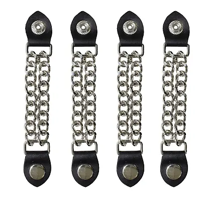 4 Pc 6 1/2 Inch Motorcycle Vest Extenders Biker Plain 4 Inch Chain Chrome • $23.95