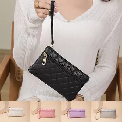 Double Zipper Purse Plaid Clutch Bag Storage Bag Women's Wallet • $8.38