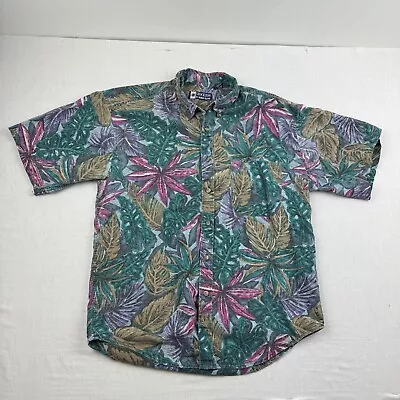 Vintage Tropical Button Up Shirt Adult Medium Colorful Island Hawaiian Beach 90s • $19.99