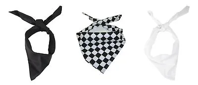 Cooks Neckerchief Polycotton Bandana Lightweight Black White Head Scarf 1 Or 5 • £5.49