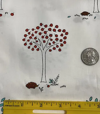1/2 Yd Aneela Hoey Little Apples 2008 White Tree Animal Cotton Fabric RARE Quilt • $15