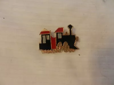 Painted Gold Tone Metal Old Time Train Steam Engine Pin 2  X 1.5  • $15