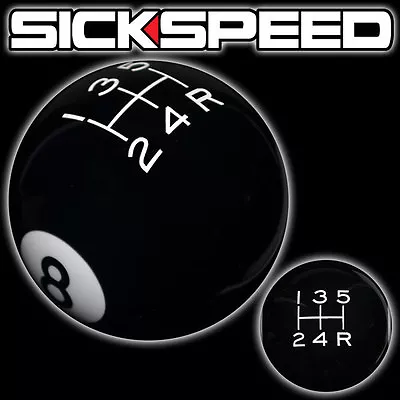 Black 8 Ball Shift Knob 5 Speed Short Throw Shifter Lever Selector 10x1.5 K02 • $33.05