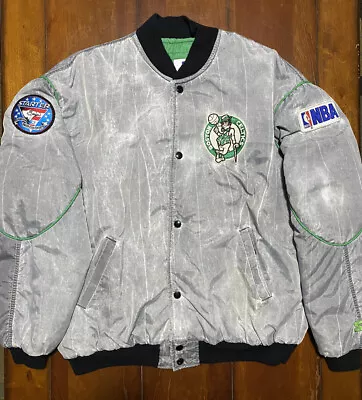 VTG 90s Starter Boston Celtics Bomber Jacket Acid Wash Stitched Mens XL USA RARE • $149.94