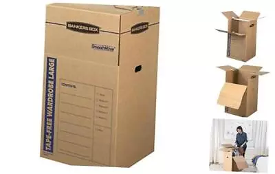  3 Pack Wardrobe Moving Boxes Tape-Free With Handles 24 X 24 X 40 Inches Large • $86.52