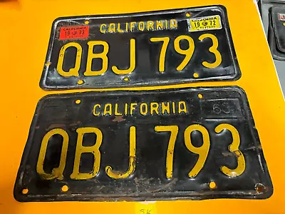 Vintage California Black License Plates Pair - OBJ 793 • $49.95