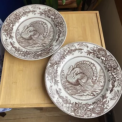 Spode Celebration Dinner Plates Turkey Design 10 1/2  Set Of 2 • $50