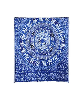 Tapestry Wall Hanging 62x49 Mandala Indian Elephants Throw Bedspread Bohemian • $3.47