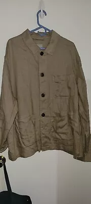 Men's H&M Linen Coat Beige Brown Blazer Utility Summer Casual Jacket Sz XXL  • $28