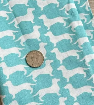 Dachshund Dog Teal Blue Cotton Fabric 1 Yrd Emma & Mila • $8.96