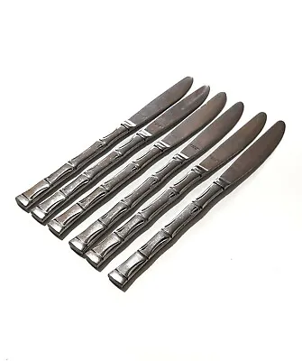 Japanese Solid Stainless Steel Bamboo Handle Knife Set X 6 Vintage Retro 21.5cm • $59.95