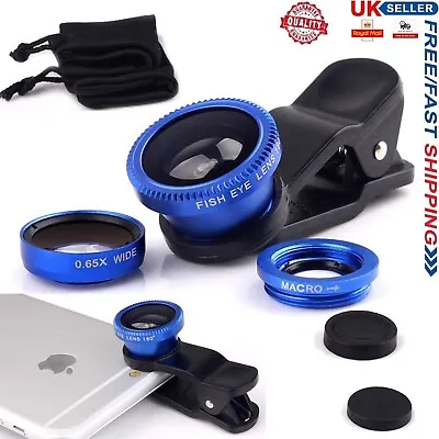 Universal Professional Mobile Phone Camera Lens Set Kit Clip Macro Wide Fish Eye • £3.19