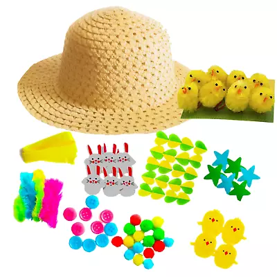 Children's Make Your Own Easter Bonnet Hat Complete Kit - Fluffy Chicks Feathers • £13.99