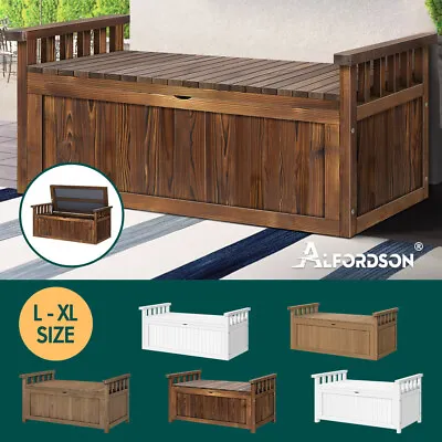 ALFORDSON Outdoor Storage Box Wooden Garden Bench Chest Tool Sheds L XL • $159.95