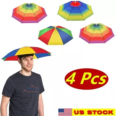 4x Outdoor Foldable Sun Umbrella Hat Golf Fishing Camping Headwear Cap Head Hat • $14.99