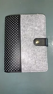 KIKKI K Medium Diary Planner Organiser With Gold Hardware Grey And Black Leather • $40