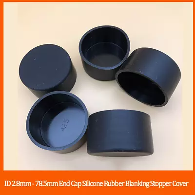 Black End Cap Silicone Rubber Blanking Stopper Cover For Pipe Tube ID 28-785mm • £1.62