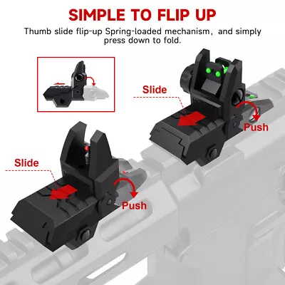 Folding Tactical Back Up Iron Sight Flip Up Front Rear Sights Set Picatinny Rail • $20.35