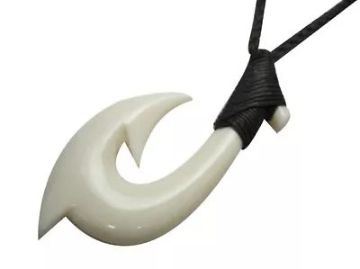 Hawaiian Jewelry Maori Hei Matau New Zealand Fish Hook Bone Necklace 35169-2 • $16.79