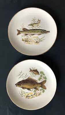 Naaman Israel Round Porcelain Plates 6 1/2  Fish Set Of 2  Bread Dessert • $29.95