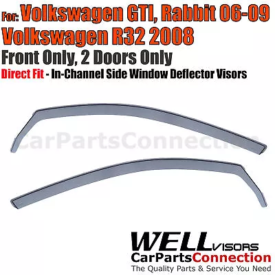 Wellvisors In-Channel Window Visors 2Pcs For Volkswagen GTI Rabbit R32 2006-2009 • $69.99